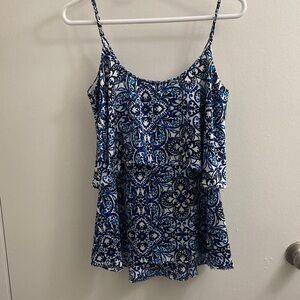 White House Black Market Blue and White Camisole